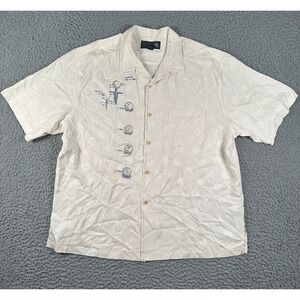 Nat Nast "Golf Tee" Shirt Mens XL Ivory‎ Button Up Silk Limited Edition